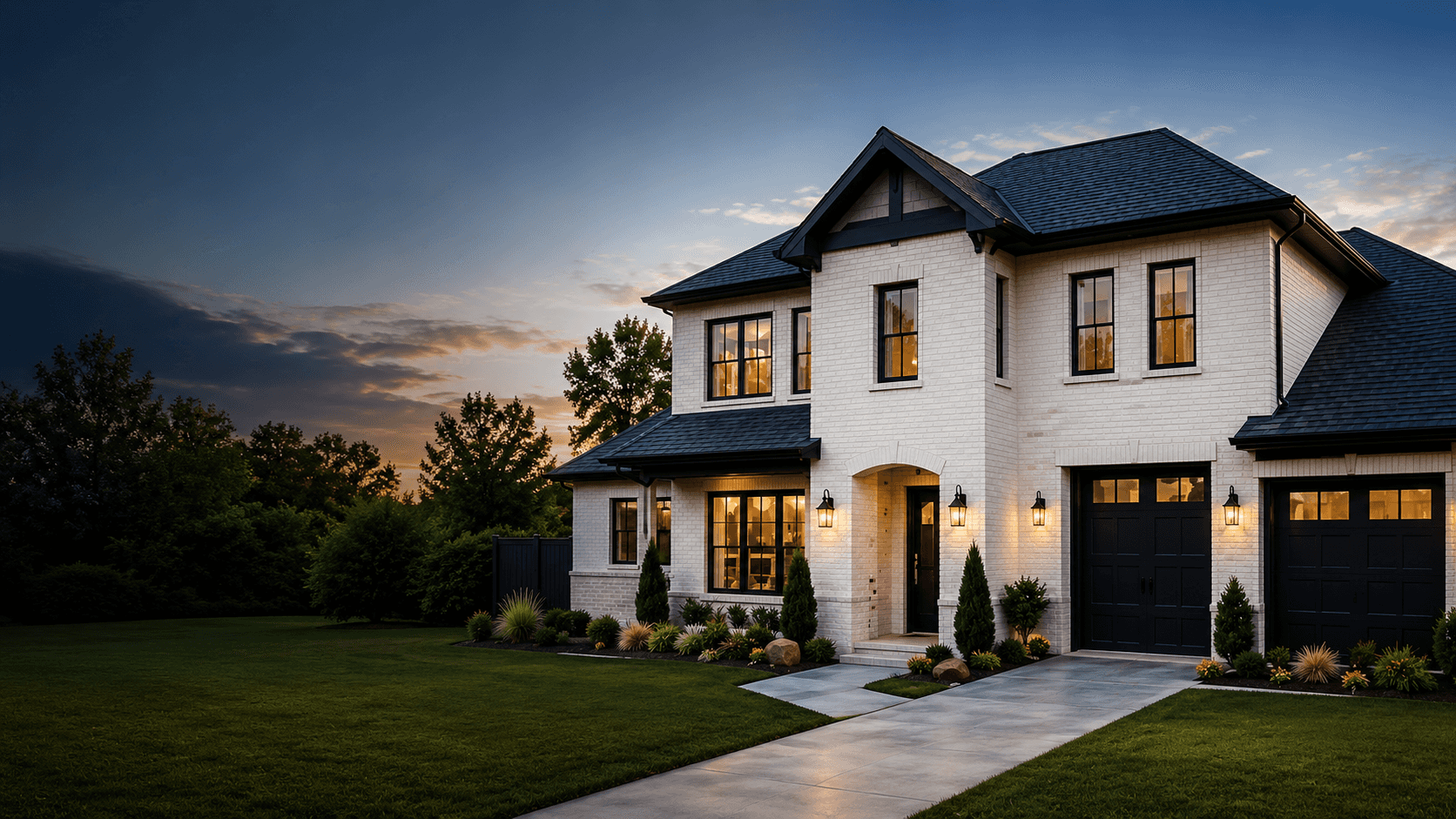 Painted Frisco home at dusk